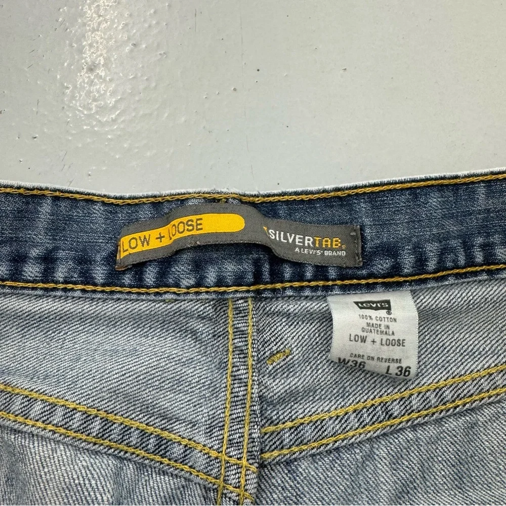Y2K Levi’s Silvertab Jeans Low Loose Baggy Wide Skater Distressed - Picture 3 of 10